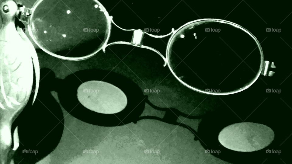 light filters through glasses in a case