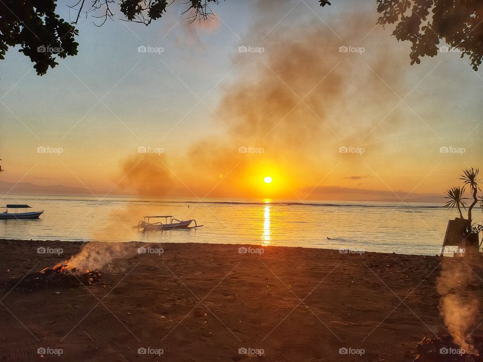 A beautiful sunset from Sanur Beach. Sanur Beach is one of the most famous beaches in Bali besides Kuta Beach.