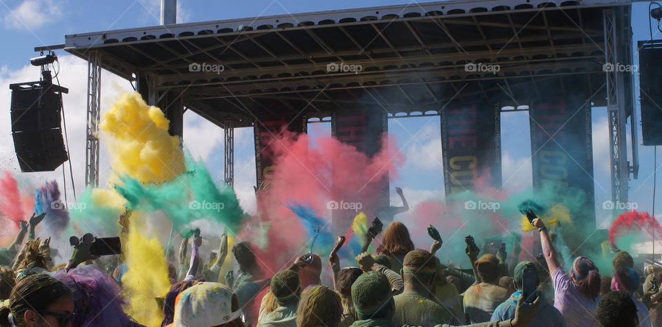 Color party. Color run people having fun