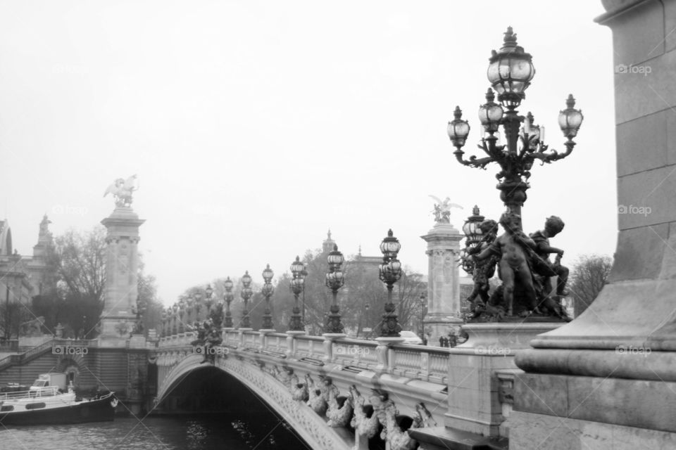 Pont Alexandre III . Alexandre III bridge in Paris near the Louvre 