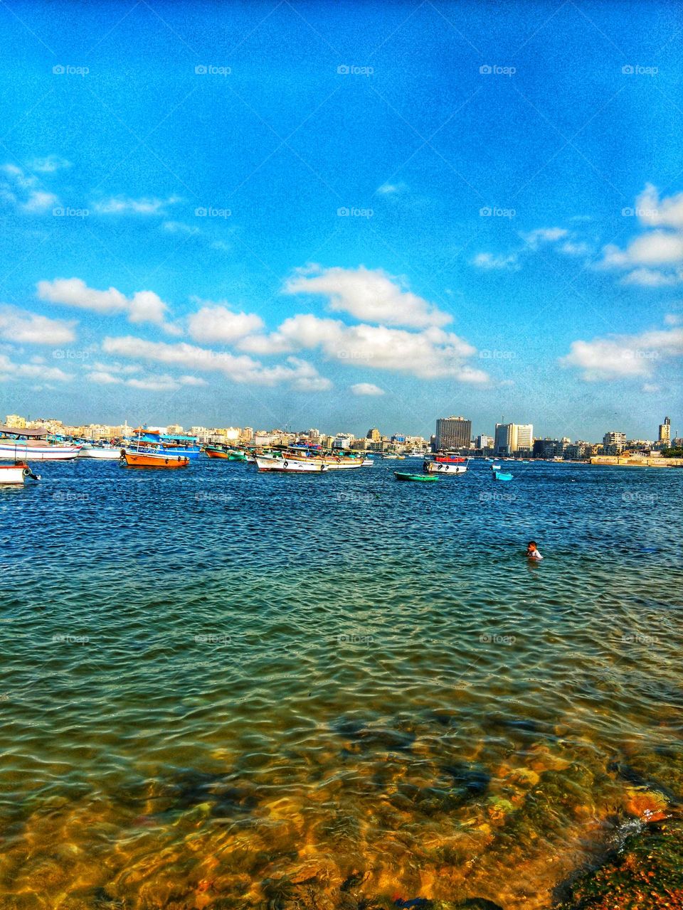 wonderful sea with colourful cloud