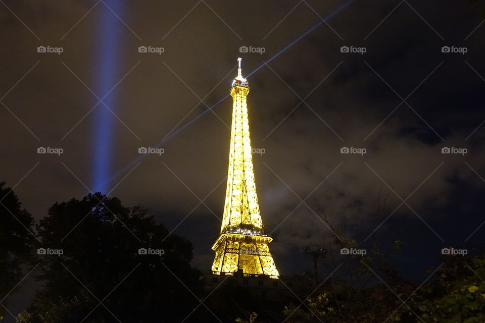 Eiffel tower at night. 