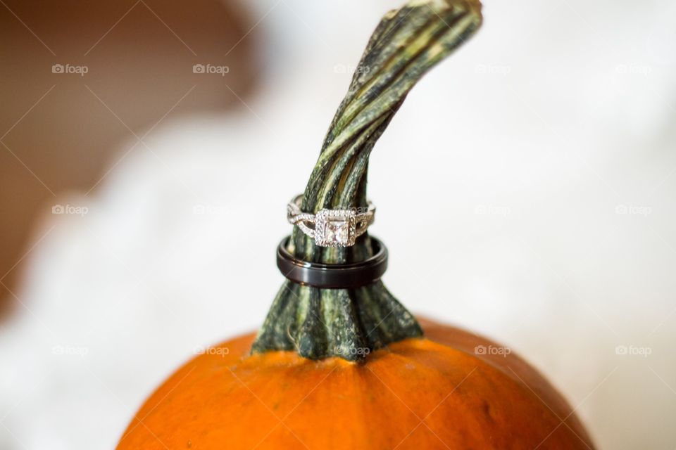 Pumpkin and wedding rings 