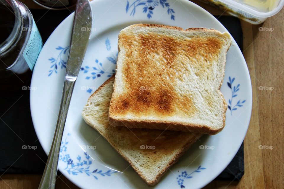 Two toasts on a plate