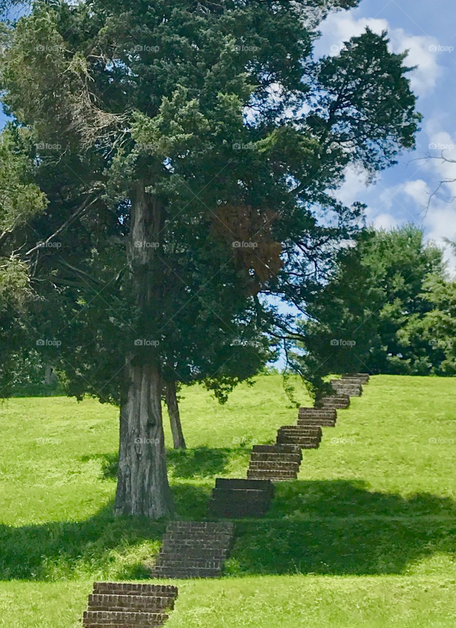 Brick steps up steep hill