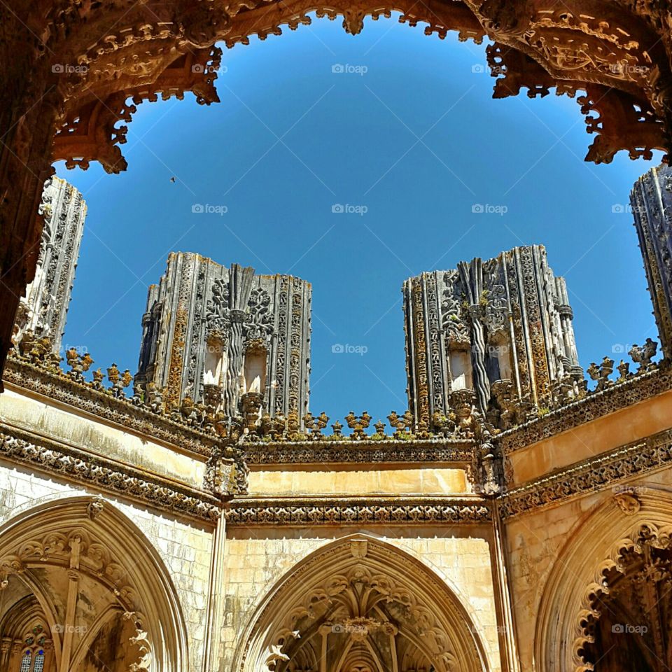 Unfinished or Imperfect chapels of Batalha Monastery, Portugal.