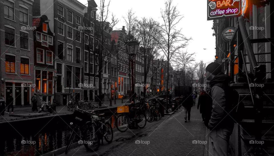 Historic "Red Light Street" in Amsterdam