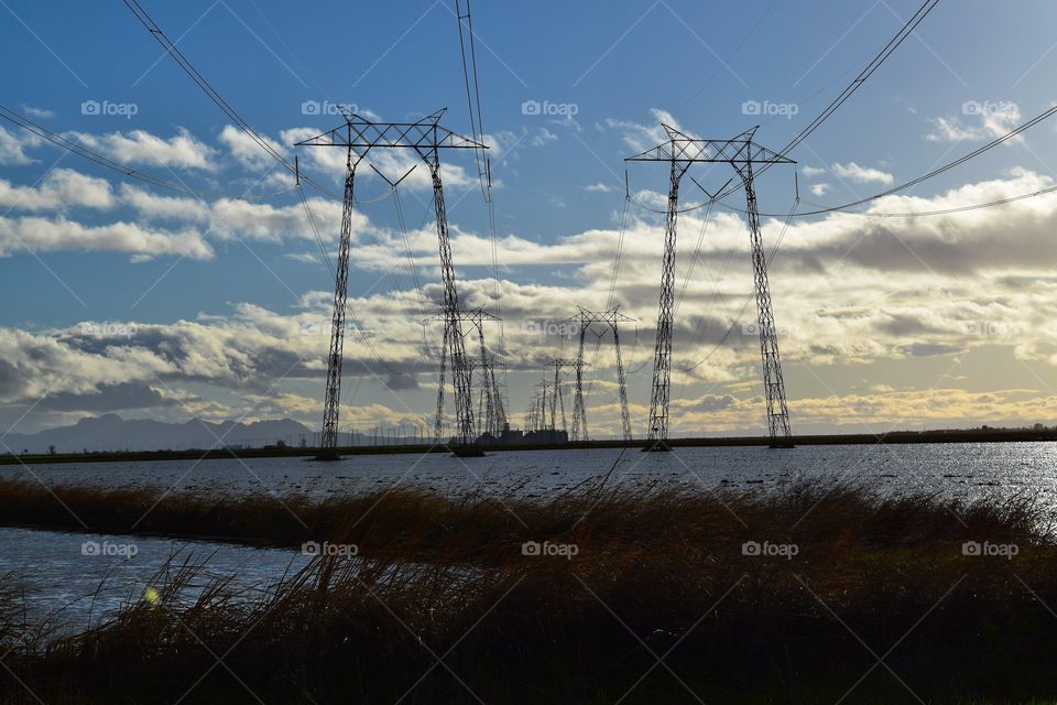 row of power lines