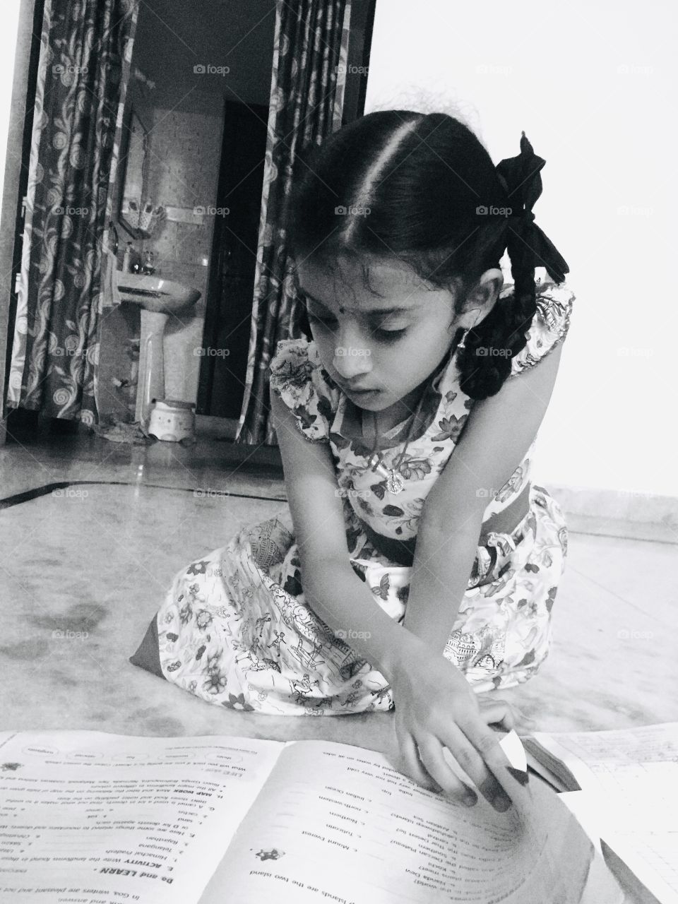 Portrait of a girl kid in Black&white 
