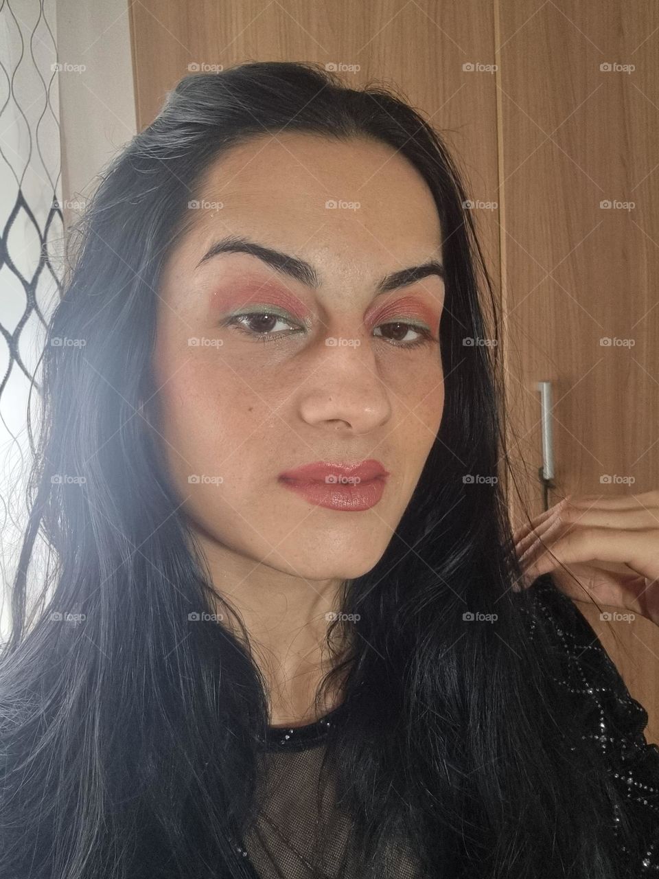 Green and red makeup