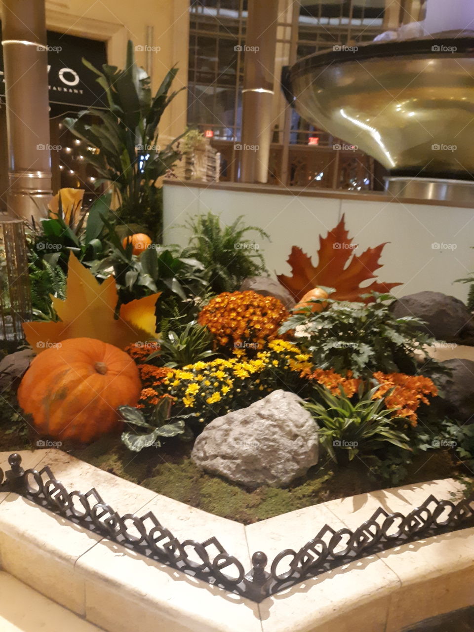Beautiful pumpkins and leaves for autumn on display at the Palazzo hotel in Las Vegas NV