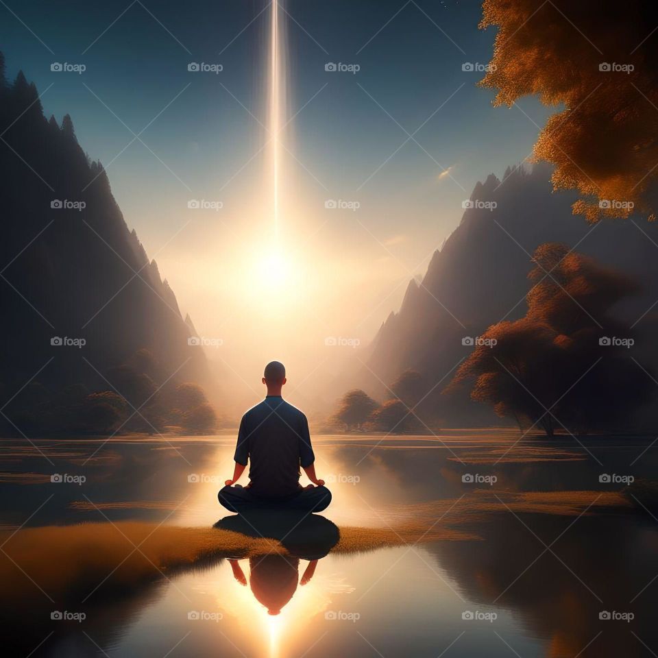 meditating man sitting, peace, meditation, tranquility, meditating, introspection