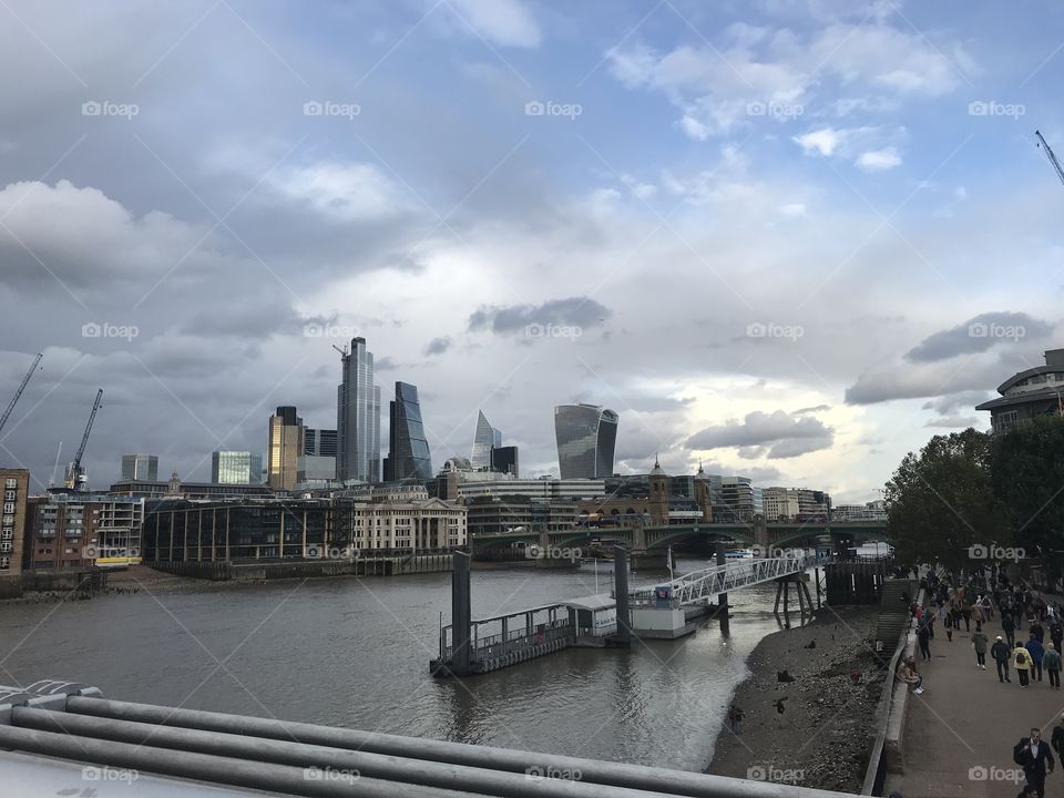 View from across a river, London 