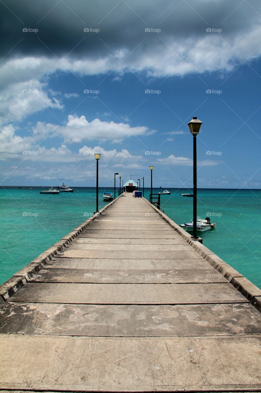 A boat pier at the fish market in Oinstin Barbados.