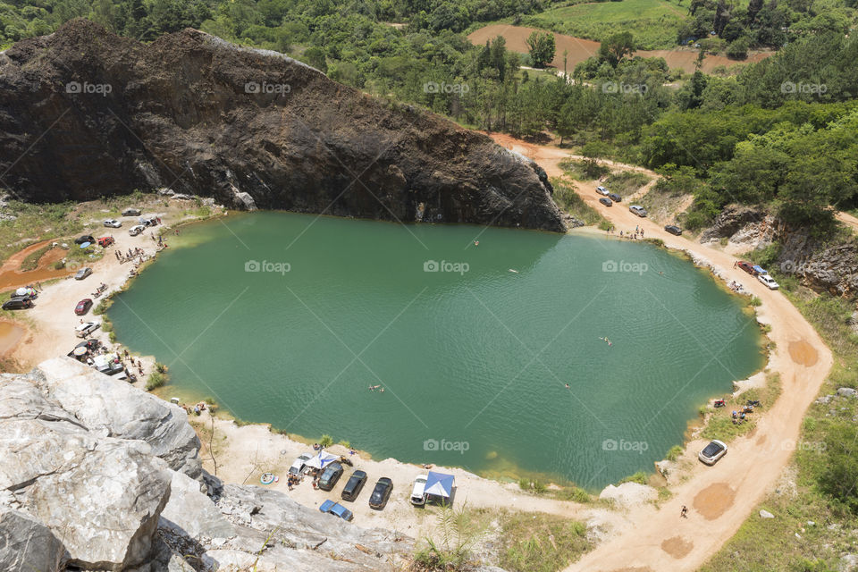 Blue Lagoon, old quarry in Campo Magro Parana Brazil.