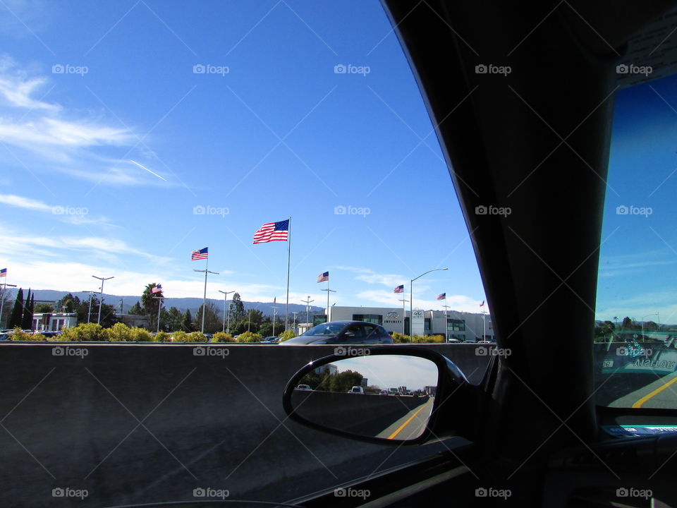 American flag window view