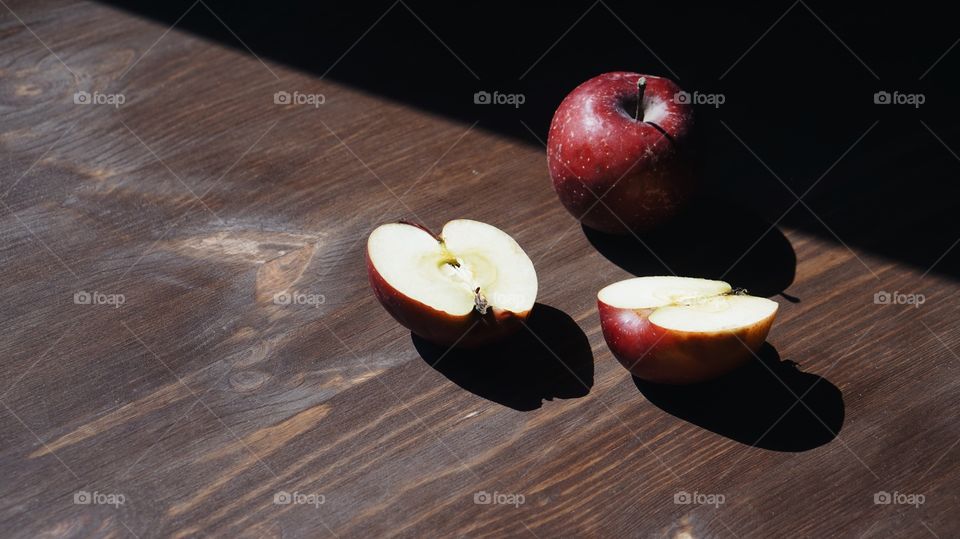 Apple, Fruit, Food, No Person, Wood