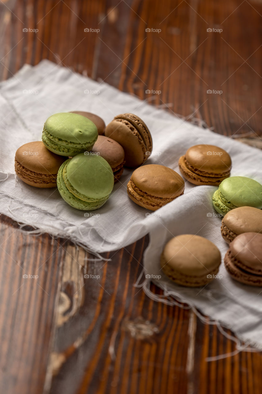 french cookies macaroons in autumn colors