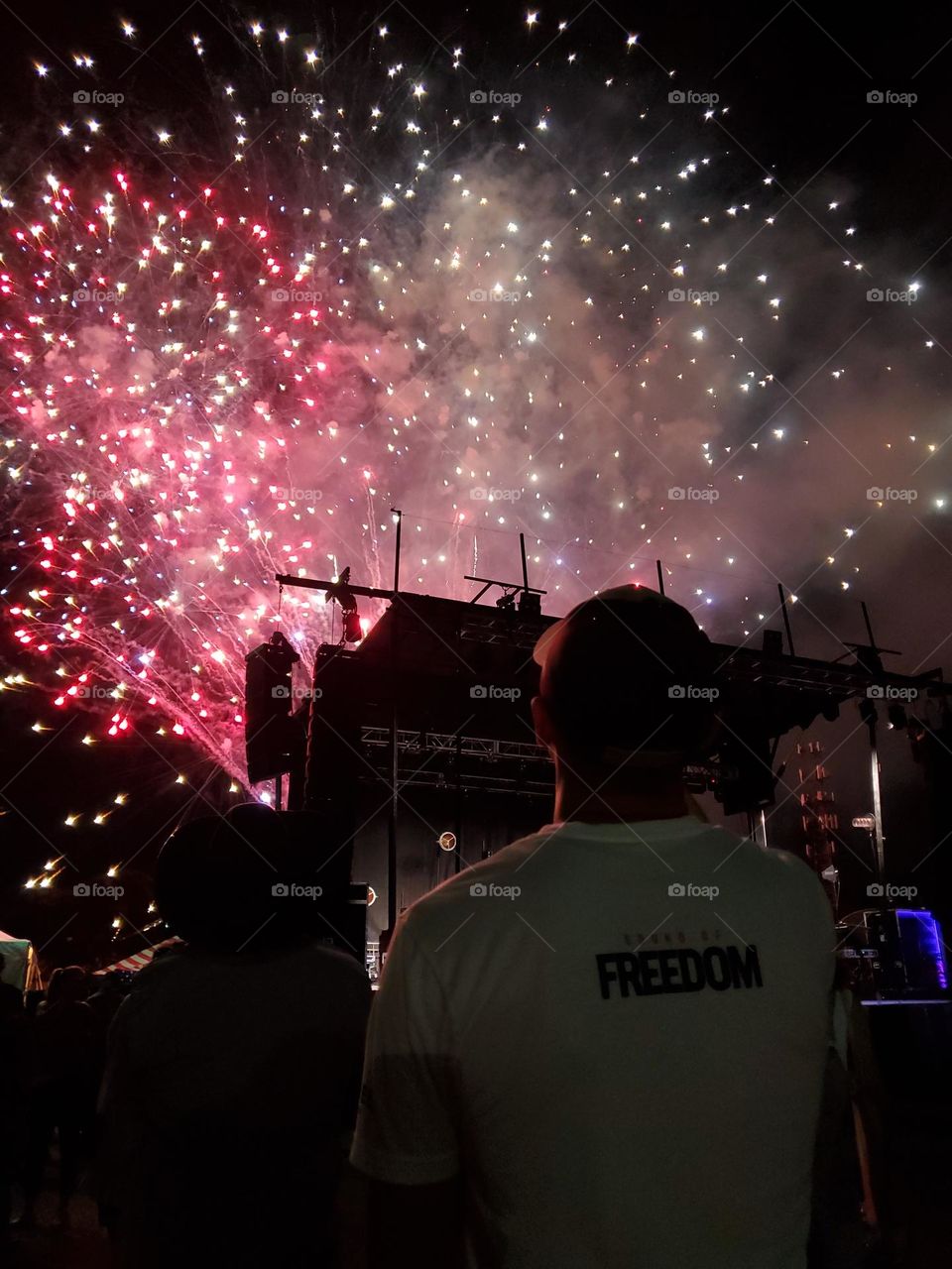 Independence Day fireworks celebration post concert.