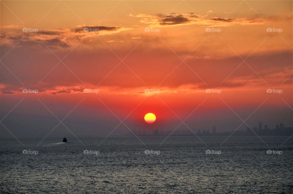 Sunset over the ocean