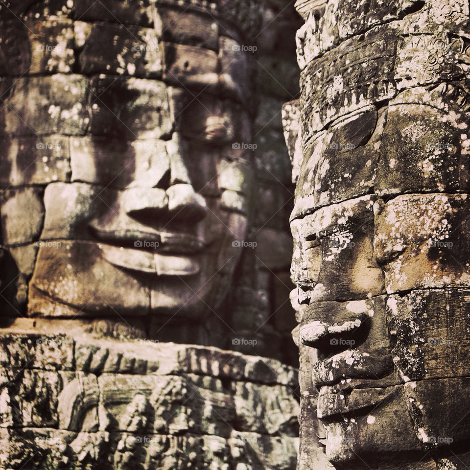 The faces of Bayon in Cambodia