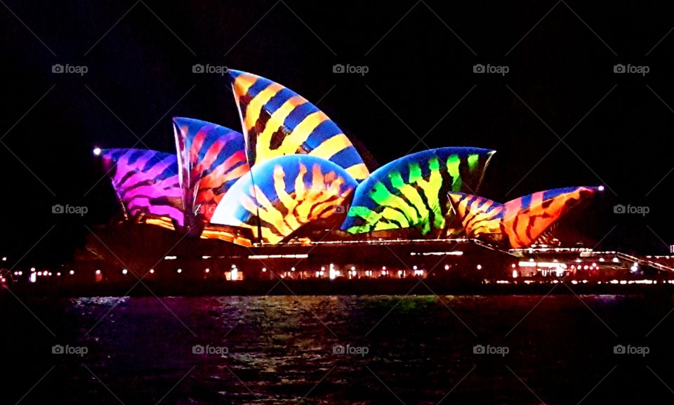 2017 Vivid Sydney Opera House bathed in colors