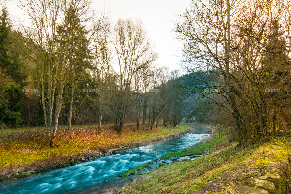 Nagold river in black forest, germany, winter 2017