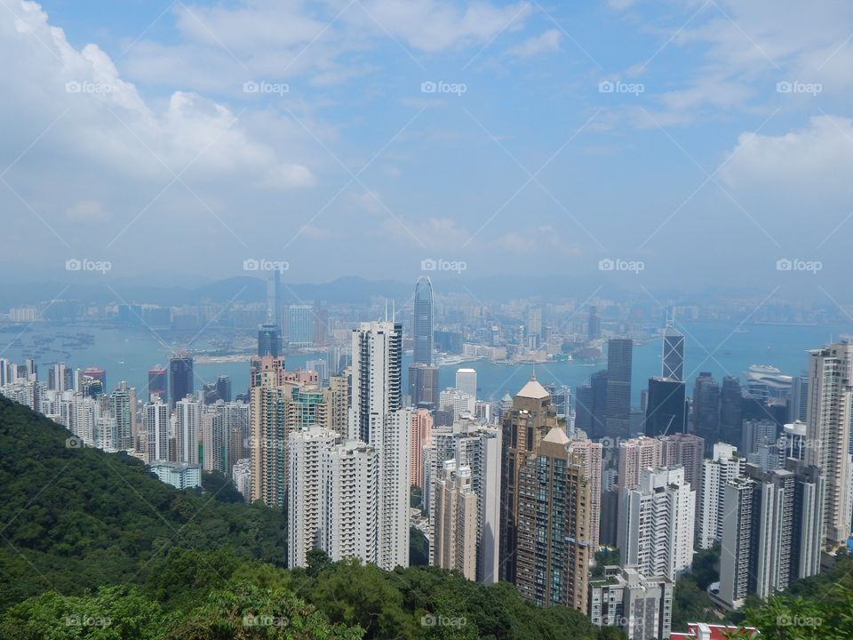 Hong Kong and Kowloon skyline from The Peak 