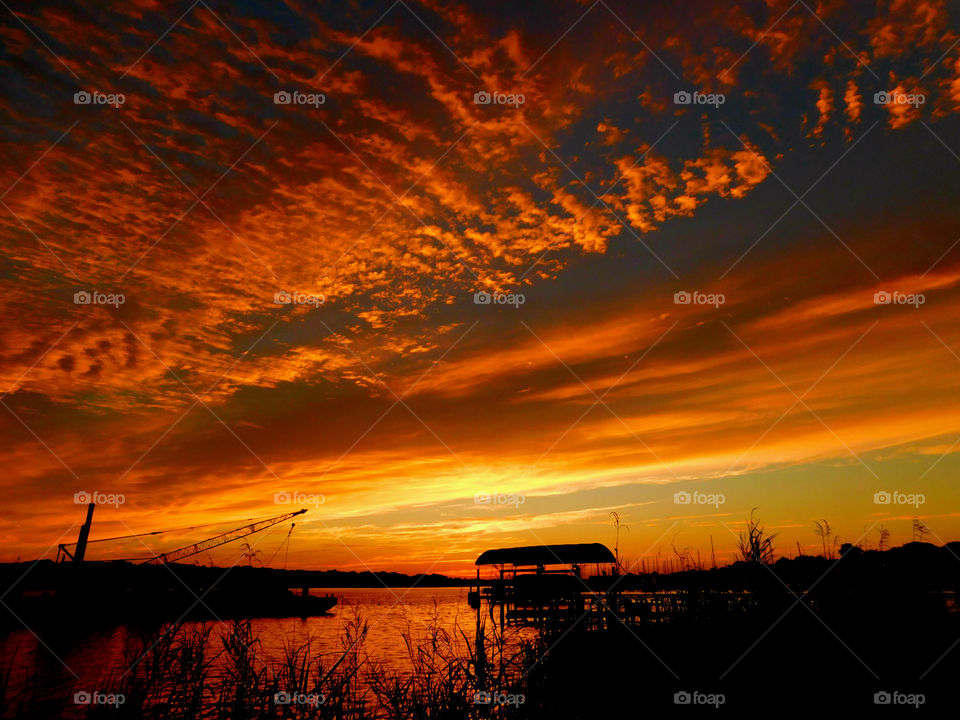 Dramatic sky at lake