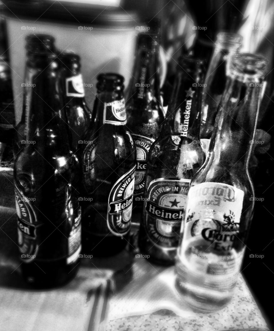 Empty Beer Bottles at Party