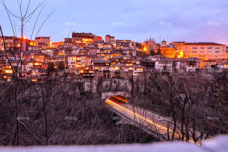 Cityscape of Veliko Tarnovo at night