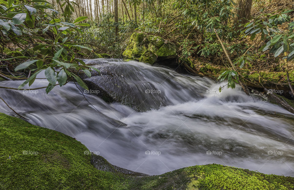 Waterfall long exposure image along bear creek trail near Ellijay ga