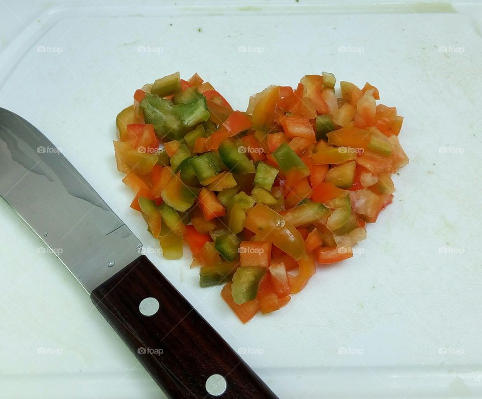 heart of diced peppers