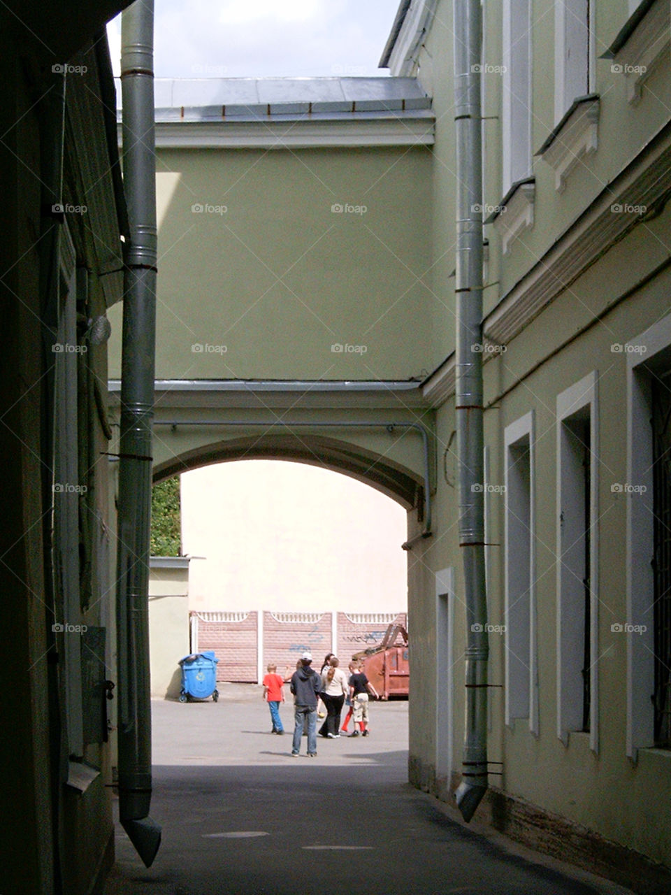 Children game. Old building 