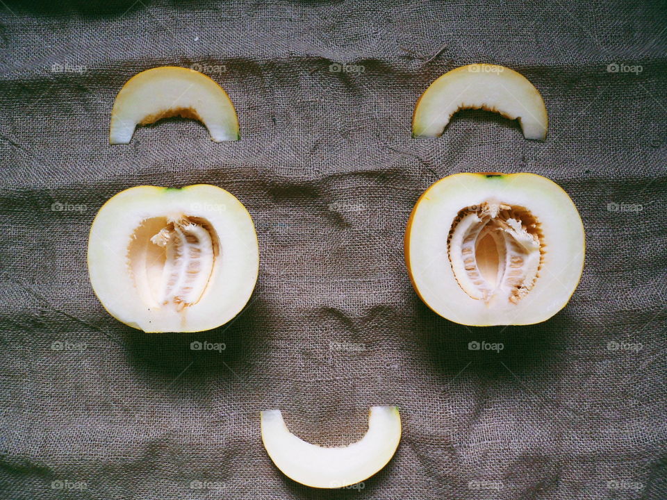 sliced ​​melon lie on the table