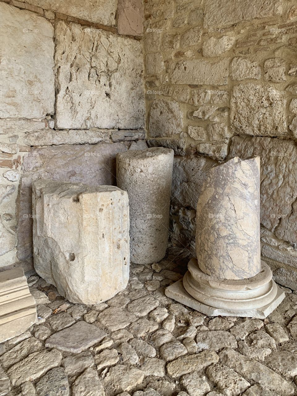 A corner of the Christian basilica of the ancient Roman city of Carsulae, the only Christian testimony of the place