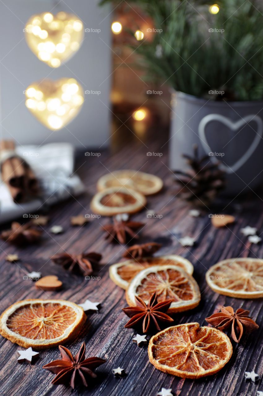 Christmas decor and dried oranges