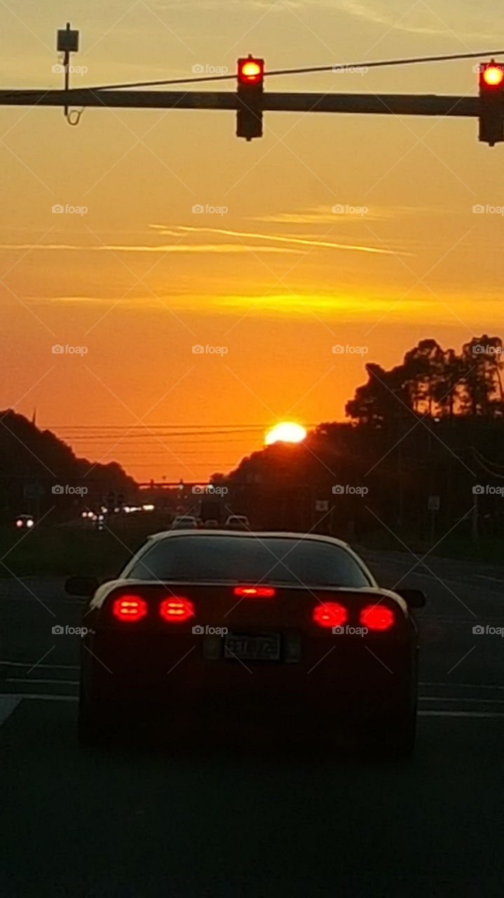 Driving into the sunset