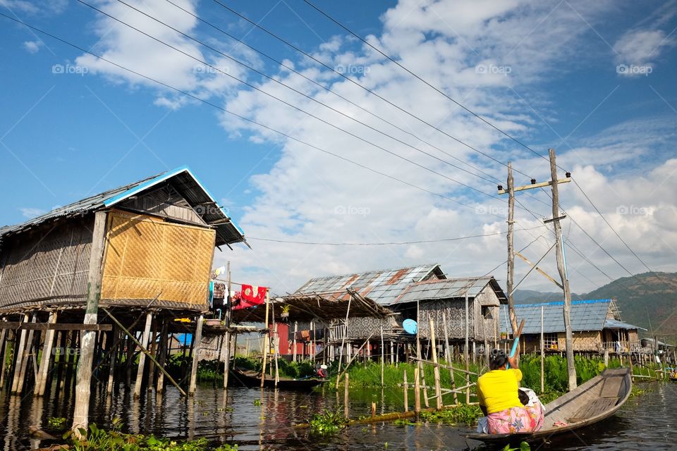 Locals Boating in inle lake