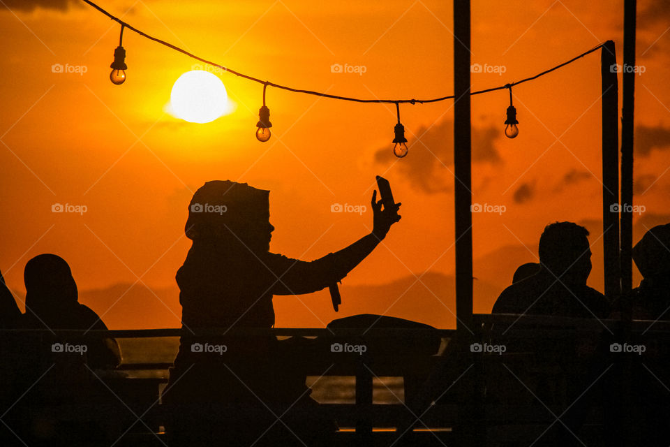 Sunset, Silhouette, People, Dawn, Backlit