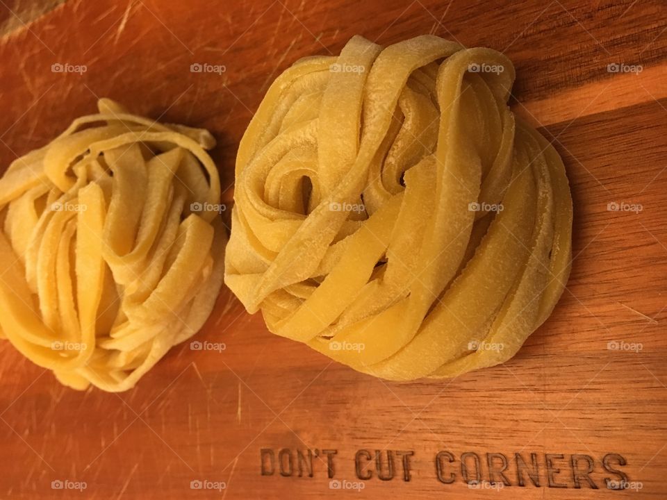 Fresh homemade hand cut pasta. 