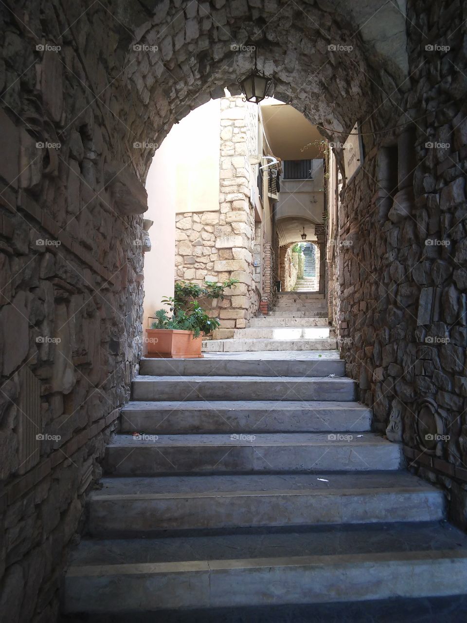 Ancient alley. One alley of the medieval quarter of Gaeta, Italy.