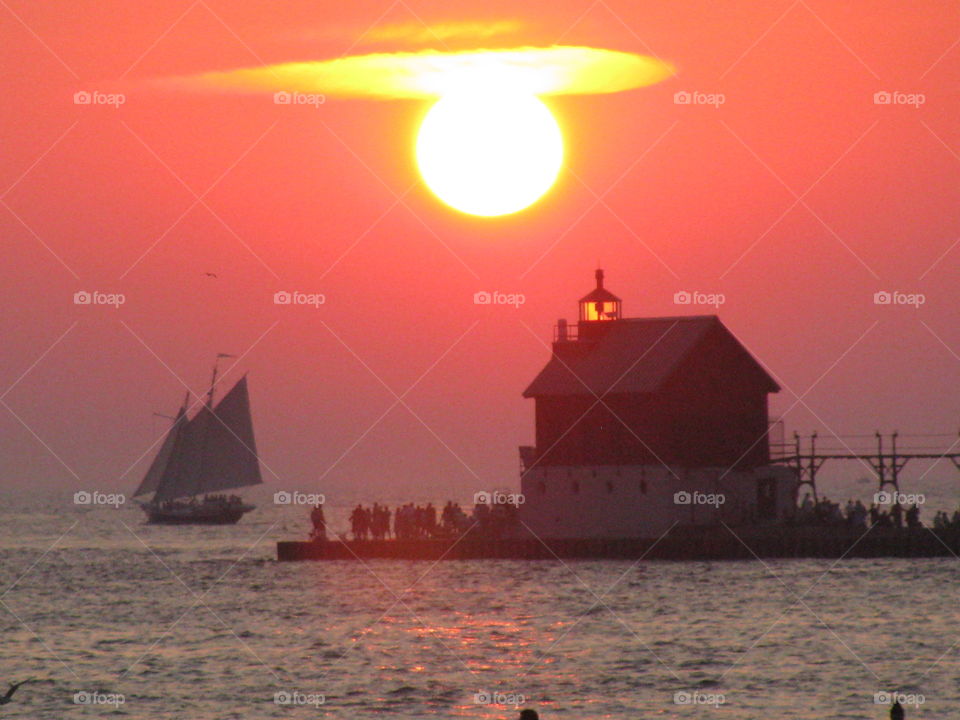 Boat house in the sea