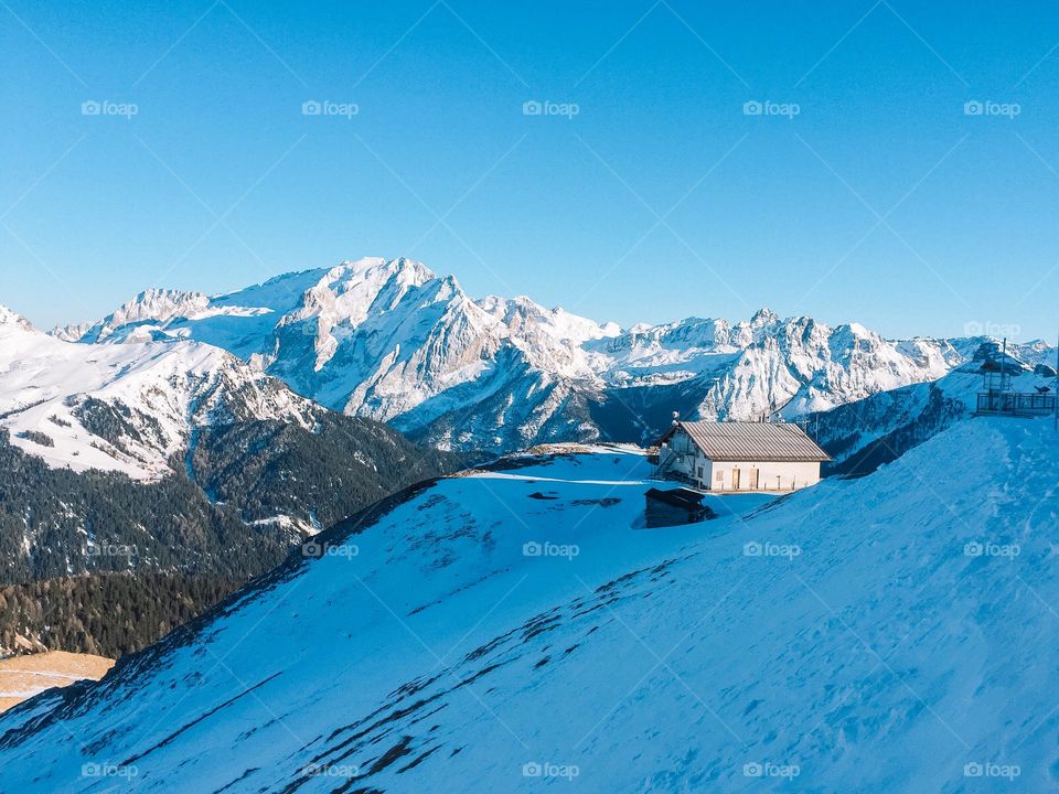 Beautiful landscape in Dolomites Alps, Col Rodella, Italy
