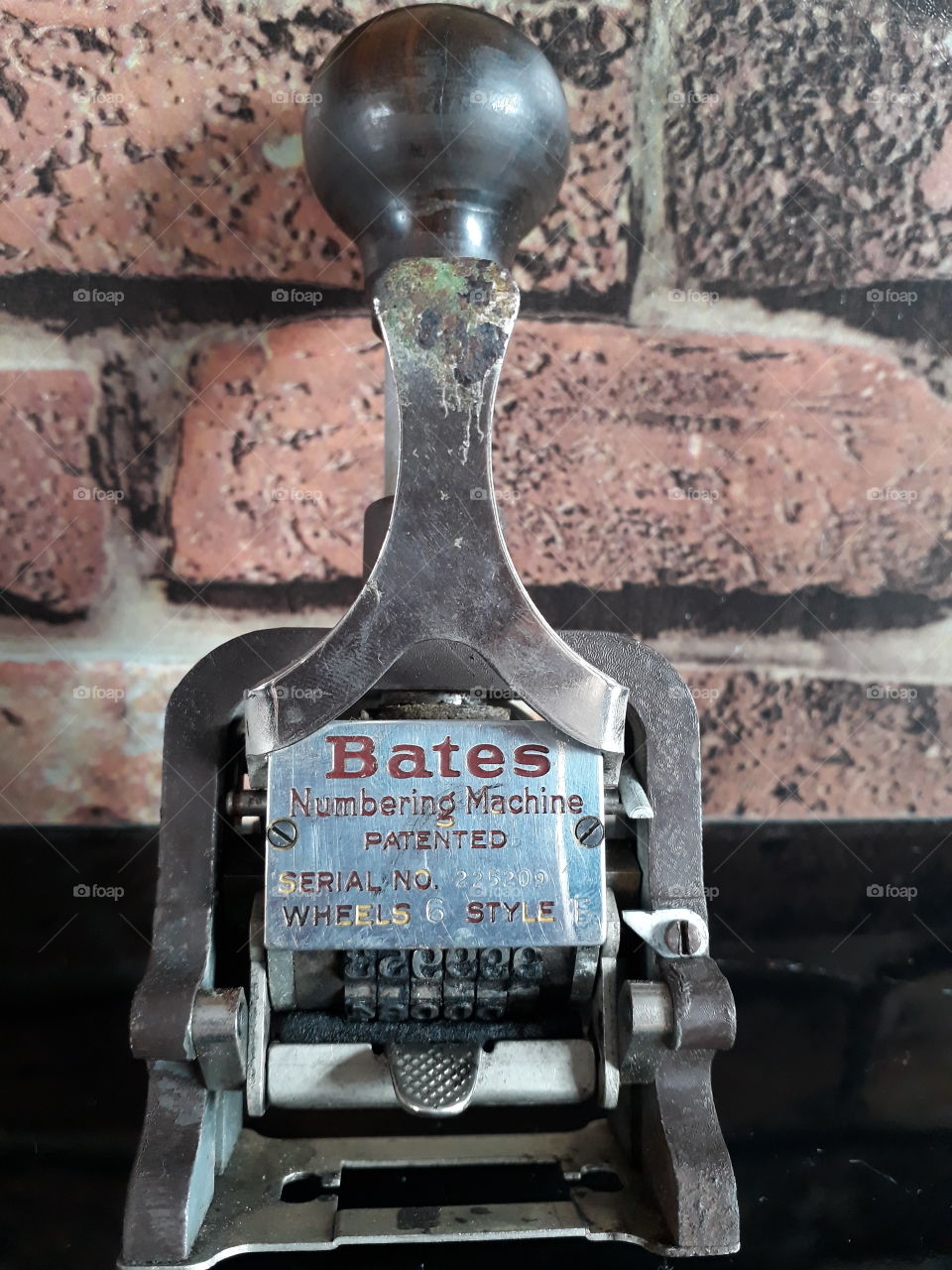 Vintage Bates Numbering Machine Lever Movement 6 Wheels Style A Crafts Retro. Antiguidade