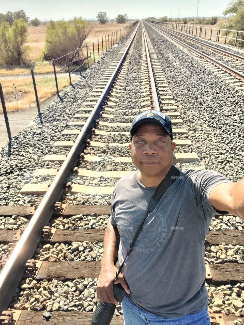 train track photography selfie pic on the train tracks