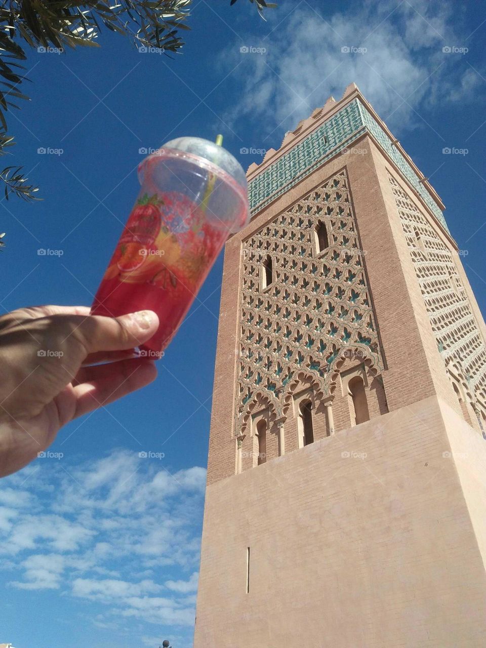 Beautiful architecture:  the minaret of kasbah mosque at marrakech city in Morocco.