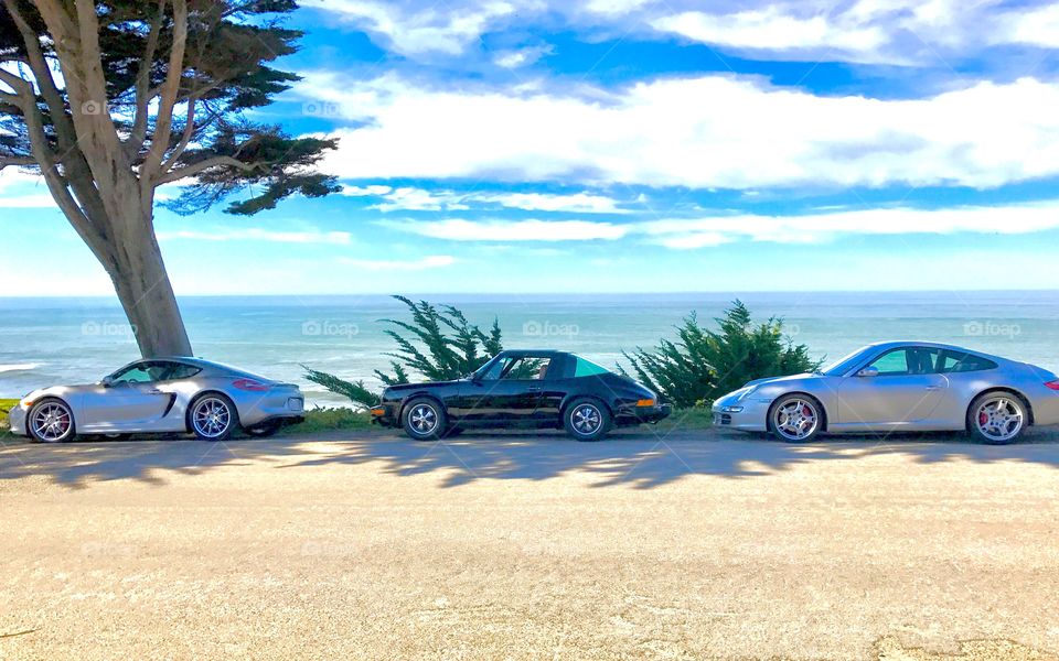 Three Porsches in a row