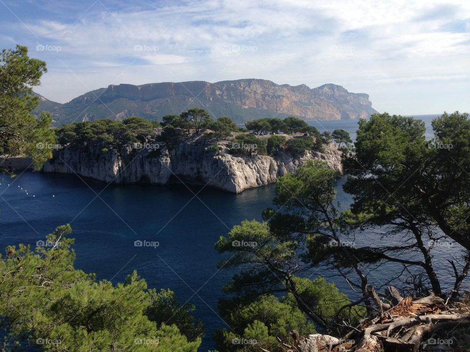 Scenic view of lake and mountains