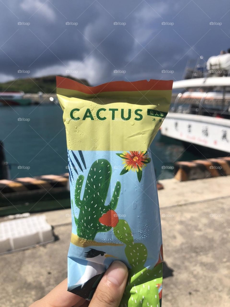 Cactus-flavored popsicle on a hot summer day